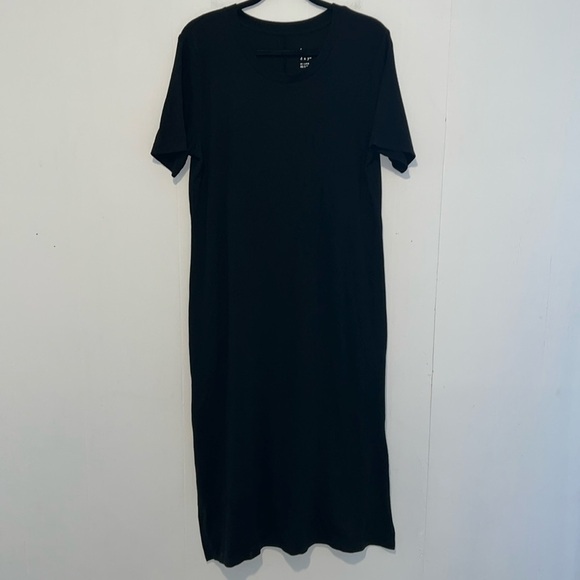 A New Day Short Sleeve Black MIDI Dress ZZ9 - Picture 1 of 4